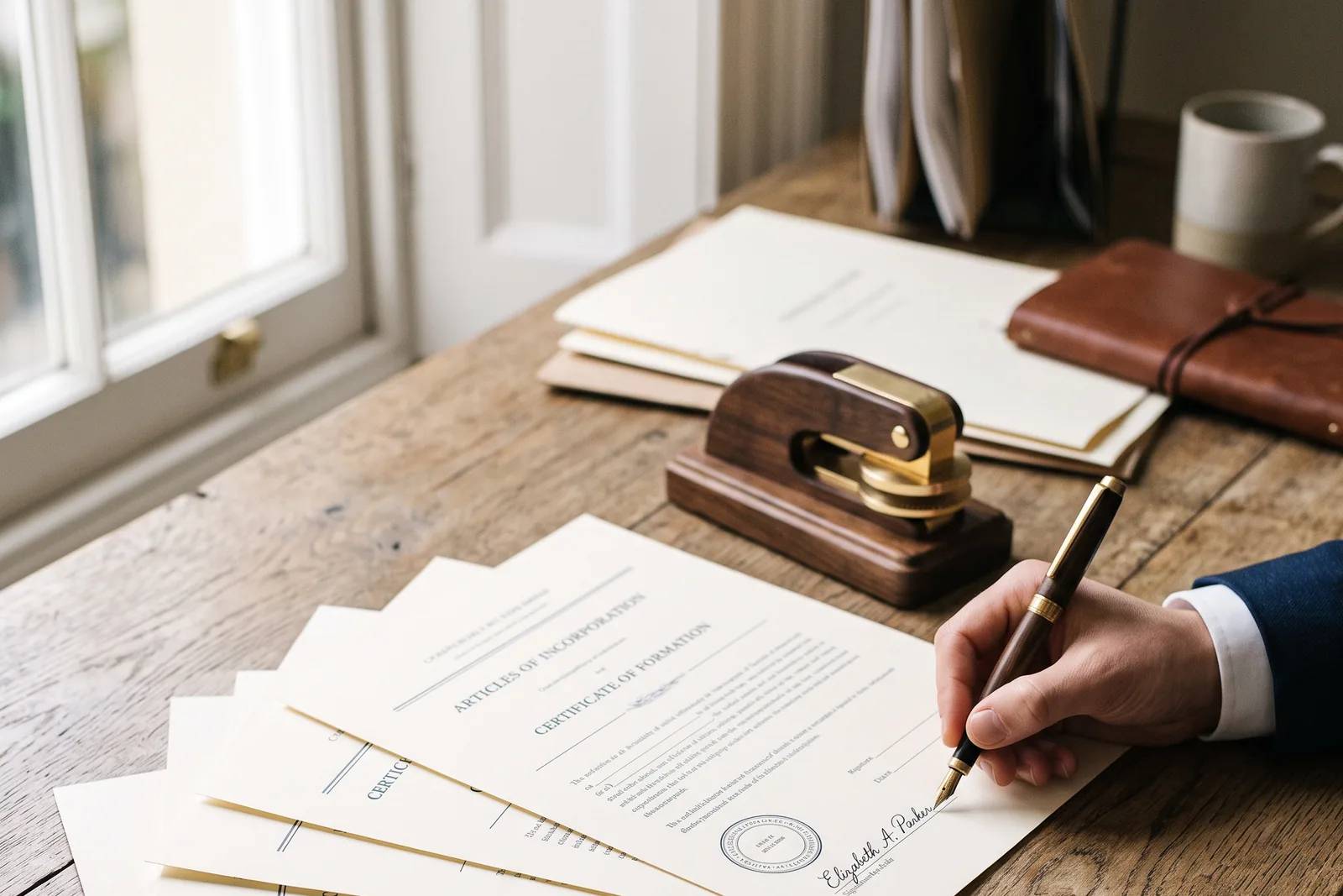 Business formation and incorporation paperwork for a new Los Angeles company