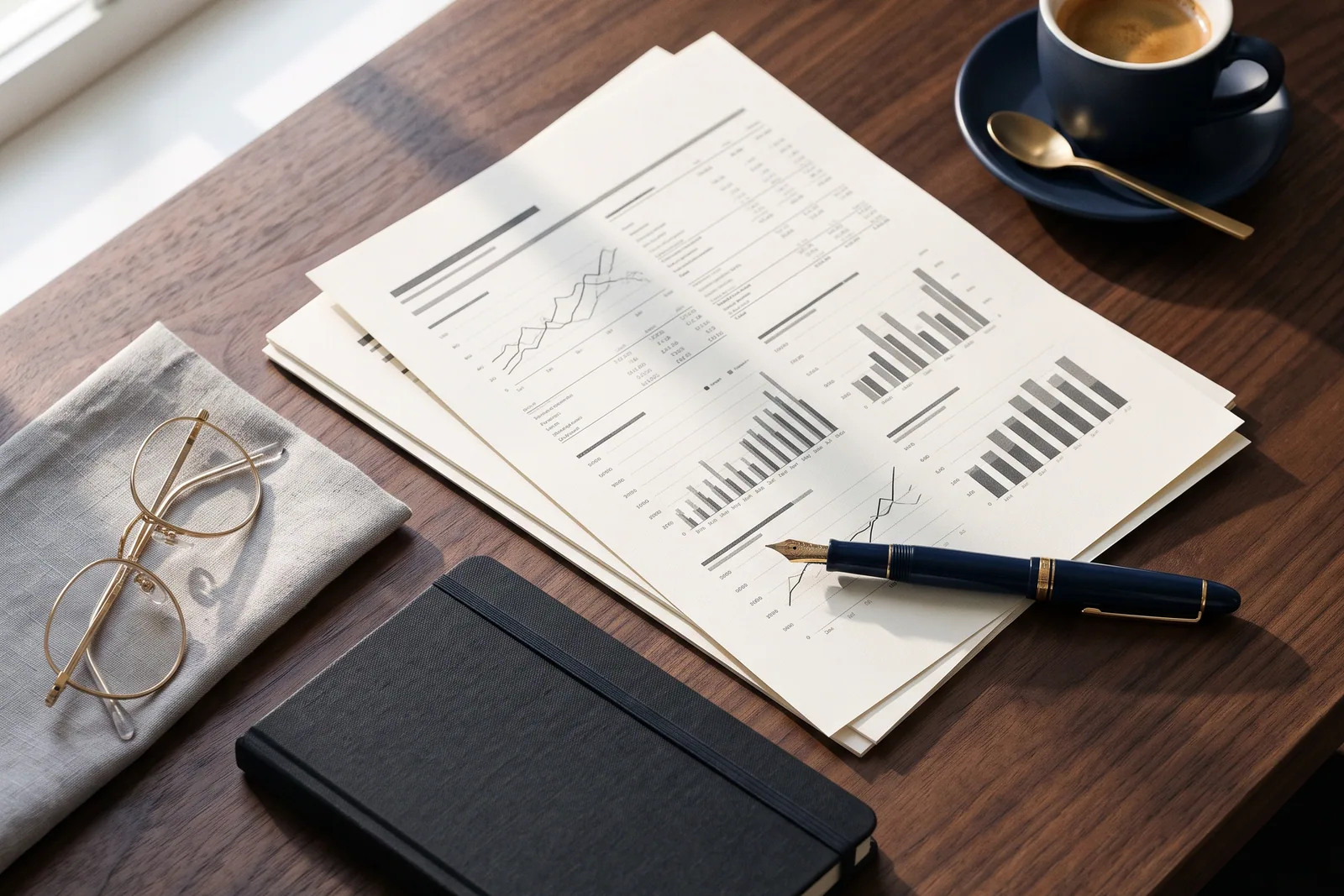 Financial statements and analysis charts prepared proactively for a client